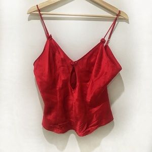Red silk strapped tank top size s